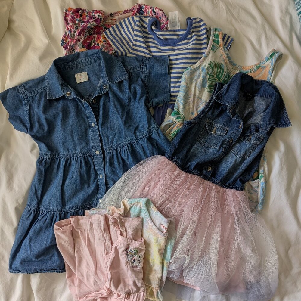 7 dress bundle - assortment of knit and woven short sleeve and tank dresses
